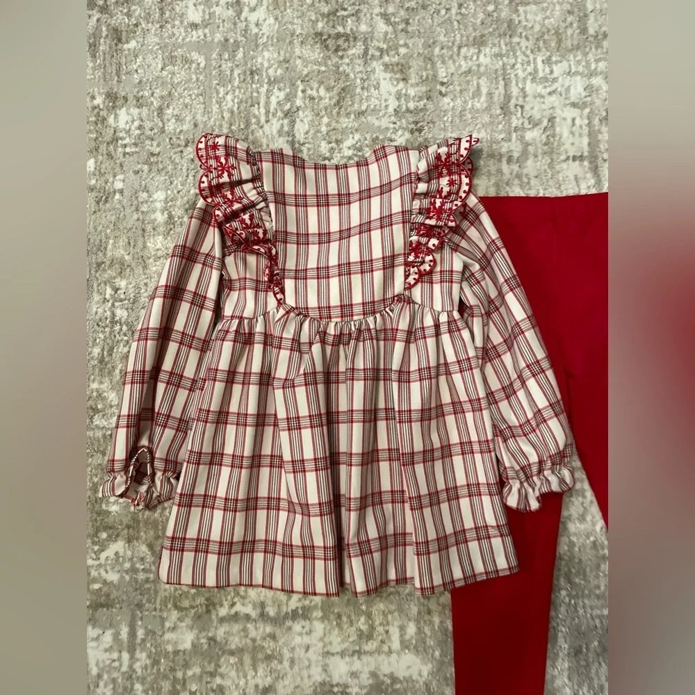 Bonnie Jean Red and White Plaid Kids Matching Set size 6X-NWOT